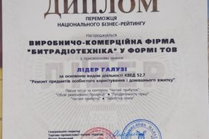 Диплом Лидер отрасли