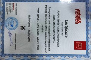 Сертификат Попов Сергей Александрович